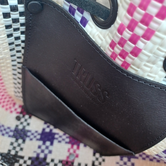 TRUSS Large Woven Leather Trim Bucket Bag - Picture 10 of 14